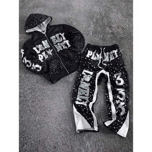 Conjunto Deportivo de Felpa Francesa de Algodón de Primera Calidad con Pedrería y Bordado Desgastado, 500 GSM, Fabricante OEM - Product Image 1