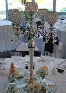 Candelabro de cristal con 5 brazos, cilindros de cristal para velas, regalo de boda, retorno - Product Image 5