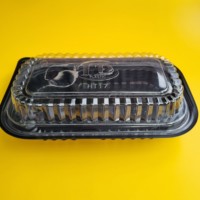 Prêt à expédier Le plus vendu 2025 Prix d'usine bon marché Contenant alimentaire jetable en plastique avec couvercle couleur noire Boîte à lunch à emporter