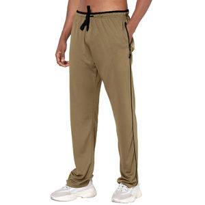 กางเกงผ้าสเวตเตอร์ถักลายทางสำหรับผู้ชายกางเกงวิ่งขาตรงผ้าฝ้าย100% ทรงหลวมสไตล์ลายขวางสำหรับผู้ชาย - Product Image 1