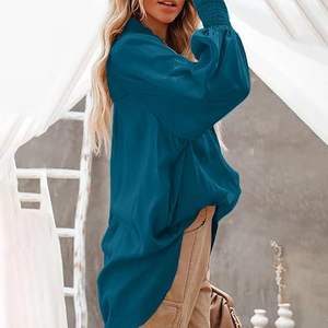 Camiseta Casual de Mezclilla para Mujer con Hombros Caídos, Logotipo Personalizado y Botones, Mezcla de Algodón - Product Image 2