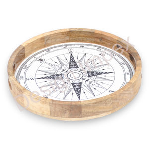 Tendance boussole impression plateau rond mangue plateaux de service en bois pour usages polyvalents plateau personnalisé haute Durable prix compétitifs - Product Image 4
