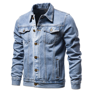 Solid Color Pocket Thin <b>Jacket</b> <b>For</b> <b>Men</b> Style Spring 100% Cotton <b>Denim</b> <b>Jackets</b> <b>Men</b> Casual High Quality <b>Men</b> Clothing - Product Image 1