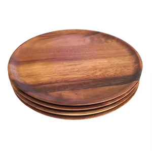 Assiettes en bois élégantes et robustes Ensemble d'assiettes en bois artisanales Assiettes en bois pour repas rustiques par l'artisanat du croissant - Product Image 5