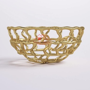 Bol de service décoratif en métal aluminium pour la décoration de la maison, bol à fleurs en métal antique doré pour la table - Product Image 3