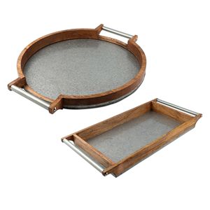 Sirviendo deliciosa comida y postre Cocina Restaurante Uso Bandeja de madera para servir Bandeja de plato de madera y metal para mesa de fiesta - Product Image 1