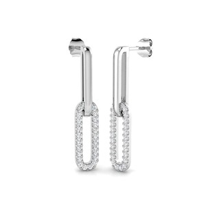 Pendientes Elegantes con Corte Redondo en Forma de Clip, con Diamante Cultivado en Laboratorio de 0.60 Ct en Platino, para Fiesta de Compromiso - Product Image 1