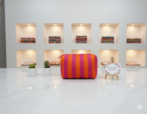 Le Souvenirs pour Orange, Pochette de Voyage Vintage en Coton Matelassé Imprimé à la Main, Résistante à l'Eau, avec Fermeture Éclair, Étui Cosmétique Intérieur - Product Image 3