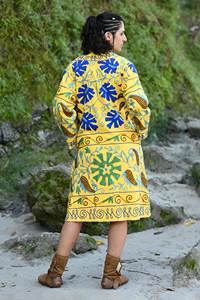 Handmade Traditional Ukrainian <b>Jacket</b> for <b>Women</b> XL Winter Cotton Tassels Floral Embroidery Quilted Long Winter <b>Jacket</b> for - Product Image 2