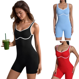 Body deportivo a cuadros cosidos con mono de Fitness elástico activo para mujer ropa atlética de alto soporte para Yoga - Product Image 2