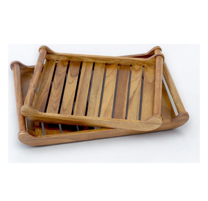 Rectángulo de madera de mango natural Bandeja de servicio natural Plato decorativo hecho a mano de grano de madera Tamaño personalizado Color de madera natural - Product Image 6