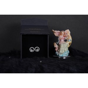 NOVAMART Fine SILVERINGS 925 STERLING FIONA <b>EARRINGS</b> White Gold Rose <b>Studs</b> Diamond Agate Ruby Butterfly Flower Pattern 18K Mater - Product Image 1