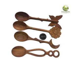High Quality Red Wood Sunflower Slotted Serving <b>Spoon</b> Short Handle Eco Friendly Silver Plated Mirror Polish <b>Spoon</b> for <b>Baby</b> - Product Image 3