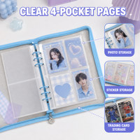 Carnet à spirales A5 en PVC pailleté avec pages transparentes à 4 pochettes pour photocartes Kpop, photos et autocollants