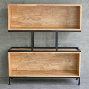 Estantería de Madera de Caucho y Hierro, 100x30x120cm, 2 Compartimentos, Tipo Vertical para Sala de Estar - Product Image 6