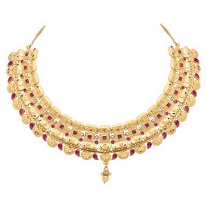 Vente en gros de colliers courts traditionnels en plaqué or 14K 18K 24K, ensemble de bijoux avec boucles d'oreilles pour mariage, base en laiton - Product Image 4