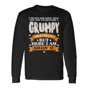 Maglietta a maniche lunghe da uomo Grumpy Old Man Fathers Day Grandpa per una festa divertente e alleggerita! - Product Image 1