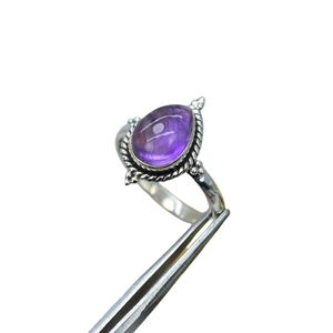 Améthyste violette 925 bague en argent Sterling bijoux faits à la main forme de poire février pierre de naissance cadeau pour anniversaire - Product Image 1