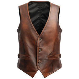 Nuevo Chaleco de cuero al por mayor de alta calidad sin mangas diseño personalizado Streetwear Chaleco de cuero transpirable para hombres - Product Image 1