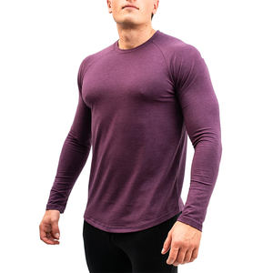 Camisetas de manga larga de algodón con cuello redondo para hombre OEM ODM camisetas casuales lisas personalizadas para ropa de verano estilo Formal 100% algodón - Product Image 2