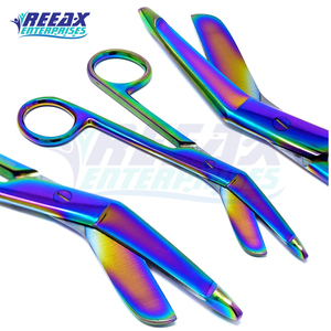 REEAX Enterprises 5.5 Ciseaux de chirurgie orthopédique en acier inoxydable hautement polis Instruments chirurgicaux à bandage arc-en-ciel multicolores - Product Image 4