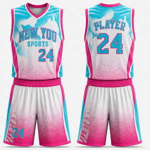 Ensemble de maillot et short de basket-ball personnalisés par sublimation avec nom d'équipe et numéro de joueur - Product Image 1