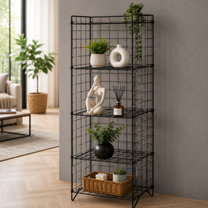 Estantería Metálica de Acero Inoxidable de 5 Niveles, Independiente y sin Respaldo, Diseño Moderno, Portátil y Resistente, Fácil de Usar en el Hogar u Oficina - Product Image 1