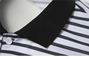 Meilleur matériau tout nouveau t-shirt à manches courtes pour hommes rayures noires et blanches pour polo pour printemps été 100% coton tricoté - Product Image 5