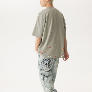 เสื้อยืดโอเวอร์ไซส์แบบเรียบ สไตล์วินเทจ ผ้าฝ้ายออร์แกนิค 100% คุณภาพสูง ทรงหลวม สตรีทแวร์ ผลิตตามสั่ง (OEM) - Product Image 3