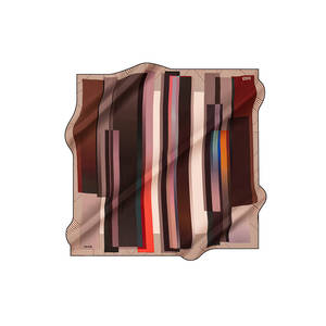 Brown Silk Twill <b>Square</b> <b>Scarf</b> with Leopard and Polka Dot Print - Product Image 1
