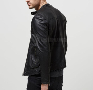 แจ็กเก็ตหนังแท้สำหรับผู้ชาย, แจ็กเก็ตแฟชั่นมีซิปอบอุ่นเหมาะสำหรับใส่ในฤดูหนาว - Product Image 4