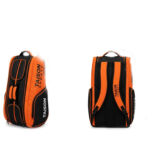 Bolsa de tenis para hombre, poliéster de alta densidad, tela duradera de 330 GSM, cuerpo negro, paneles laterales azules, correa ergonómica, impresión personalizada. - Product Image 5