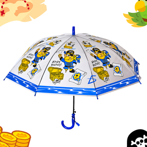 Ombrello Trasparente Impermeabile in PVC con Design Pirati Intrepidi, Stile Cartone Animato, Ombrello Dritto per Uso Promozionale - Product Image 4