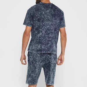 Custom Logo Summer Tracksuit Set 300 GSM Washed 100% Cotton T-Shirt <b>Shorts</b> with Silk Screen Printing - Product Image 1