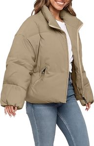 High Street Femmes Surdimensionné Hiver Cropped Puffer Veste À Manches Longues Full Zip Manteau Matelassé À Capuche Toile Poches-Haute Qualité - Product Image 4