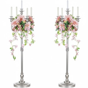 Hot Sale Prices Silver Plated Large Aluminum <b>Candelabra</b> With 3 Arms for Wedding Event Party Tabletop Decorations - Product Image 1