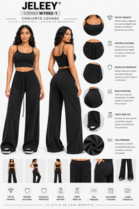 Conjunto de Yoga de 2 Piezas, Top Corto y Pantalones Anchos de Cintura Alta, Color Sólido, Spandex y Poliéster, Transpirable, Secado Rápido, con Cordón Ajustable, Nueva Llegada - Product Image 1