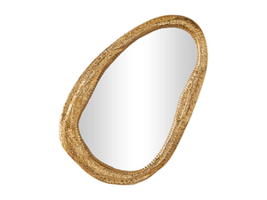 Cadre de miroir mural ovale en aluminium plaqué or de style antique avec design orné, parfait pour les pièces classiques et traditionnelles - Product Image 2