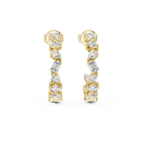 Boucles d'oreilles demi-diamant Bali avec pierre en forme de poire et émeraude, argent sterling plaqué or, accessoire de bijoux élégant et luxueux - Product Image 1
