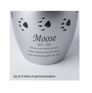 Urna artesanal para mascotas de metal plateado estilo europeo y americano con tapa en forma de corazón para gatos y perros - Product Image 2