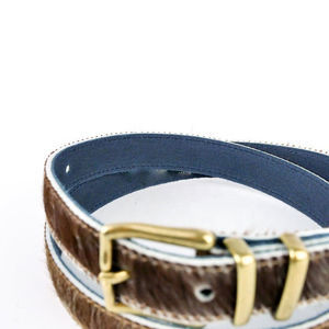 Handmade Real Leather Western <b>Belt</b> with Natural Hide Hair On 25 mm Width Copper Buckle-Statement Piece Cow hair Leather <b>belts</b> - Product Image 5