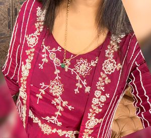 Tallas grandes indio étnico Chinnon largo Kurti Palazzo Dupatta traje mujer boda Festival Pooja trabajo hecho a mano vestido de novia tradicional - Product Image 2