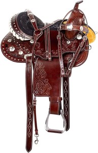 La mayoría de las ventas de Western Barrel Racing Horse Saddle Tack Set | Western Pleasure Trail Cowboy Saddle | Diseño de cuero Star Conchos - Product Image 2