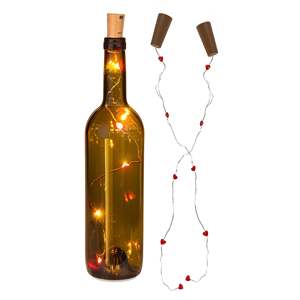 Set 2 <b>Bottle</b> Cork Fairy <b>Lights</b> 5 Heart-Shaped Warm White LEDs for Christmas Valentine's Day Parties IP65 Rated Copper Plastic - Product Image 1
