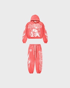 Logo personnalisé unisexe survêtement entraînement Fitness polaire grande taille couleur bordeaux à capuche et survêtement de jogging pour hommes - Product Image 2