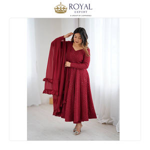 Costume Anarkali en Georgette et Lakhnawi de qualité supérieure, à motifs simples, de dernière mode, pour mariage, fourni par un exportateur en gros - Product Image 4