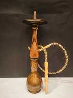 Chicha de luxe en bois sculpté, style batte de baseball laquée, avec tige décorée en laiton Farida, mini chicha égyptienne personnalisable