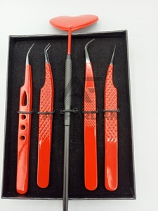 Pinzas Profesionales para Pestañas de Acero Inoxidable Sólido, Punta Negra, Color Rojo, Aislamiento Puntual, Mejor Agarre, Pinzas para Extensiones de Pestañas - Product Image 4