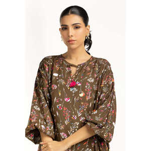 Conjunto de Dos Piezas IUSTTS-1228 para Mujer, Estilo Bohemio, Viscosa Estampada, Talla XXS, Shorts y Top de Manga Tres Cuartos, Diseño Crepé - Product Image 3