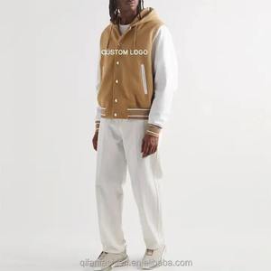 <b>Varsity</b> <b>Jacket</b> With White Leather Sleeve Sports Baseball <b>Bomber</b> <b>Jacket</b> Wears <b>Men</b> Letterman <b>Jacket</b> Embroidery Patch - Product Image 3